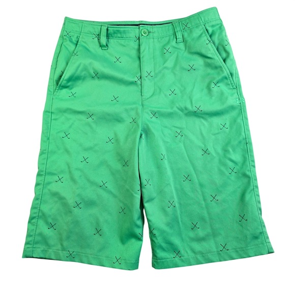 Under Armour Other - Under Armour Golf Shorts Boys Size 20 Green Embroidered Clubs HeatGear Loose